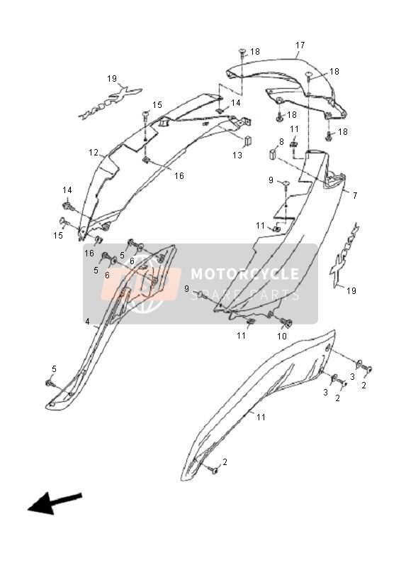 Yamaha YP250RA X-MAX 2011 Side Cover for a 2011 Yamaha YP250RA X-MAX